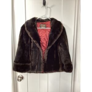 Vintage Tissavel Simulation Overcoat Styled by Lepshire Faux Fur Brown one size
